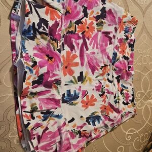 Floral Print Mini Skirt - White with Pink & Orange Flowers